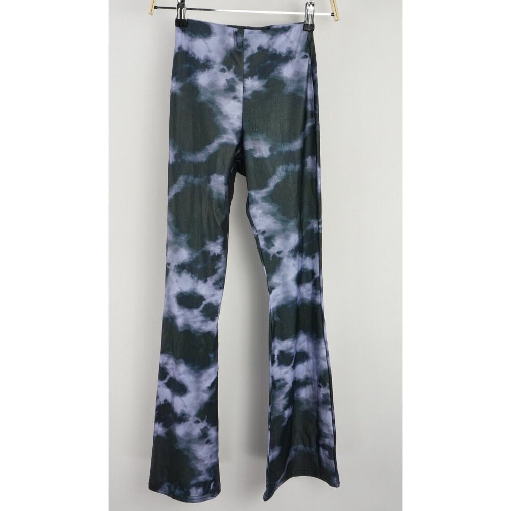 New Topshop Tie Dye Bell Bottom Flare Pants Womens Petite Sizes 2 / 4 Blue Black